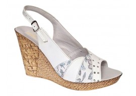 Sandale dama din piele naturala cu platforme de 10cm Alb Floral BVS47XA