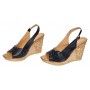 Sandale dama din piele naturala cu platforme de 10cm Negru Floral BVS47XN