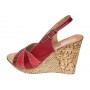Sandale dama din piele naturala cu platforme de 10cm Rosu BVS47XR