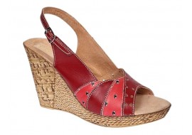 Sandale dama din piele naturala cu platforme de 10cm Rosu BVS47XR