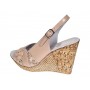 Sandale dama din piele naturala cu platforme de 10cm Bej Gold BVS47XB