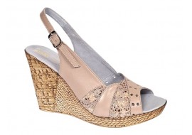 Sandale dama din piele naturala cu platforme de 10cm Bej Gold BVS47XB