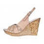 Sandale dama din piele naturala cu platforme de 10cm Bej Gold BVS47XB