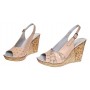 Sandale dama din piele naturala cu platforme de 10cm Bej Gold BVS47XB
