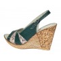 Sandale dama din piele naturala cu platforme de 10cm Verde Floral BVS47XV