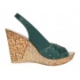 Sandale dama din piele naturala cu platforme de 10cm Verde Floral BVS47XV