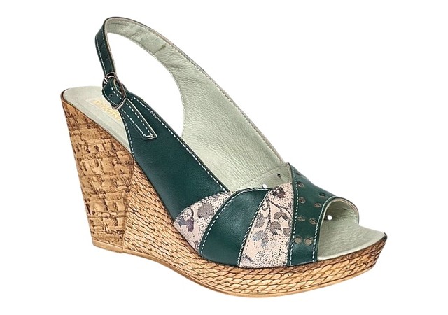 Sandale dama din piele naturala cu platforme de 10cm Verde Floral BVS47XV