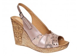 Sandale dama din piele naturala cu platforme de 10cm Nude Floral BVS47XNUDE