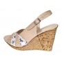 Sandale dama din piele naturala cu platforme de 10cm Bej Color BVS47XBF