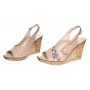 Sandale dama din piele naturala cu platforme de 10cm Bej Floral BVS47XCON