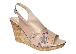 Sandale dama din piele naturala cu platforme de 10cm Bej Floral BVS47XCON