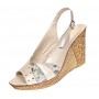 Sandale dama din piele naturala cu platforme de 10cm Bej Verde Floral BVS47BXV