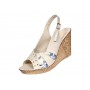 Sandale dama din piele naturala cu platforme de 10cm Bej Blue Floral BVS47BXF