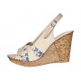 Sandale dama din piele naturala cu platforme de 10cm Bej Blue Floral BVS47BXF