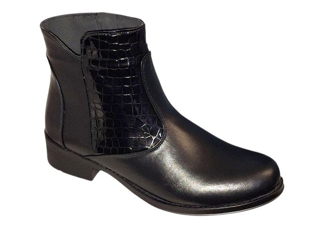 Ghete dama din piele naturala, cu fermoar, negre, IMBLANITE - 23