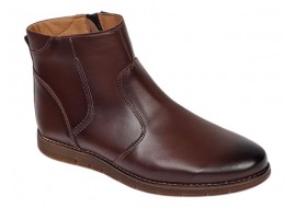 Ghete barbati casual din piele naturala maro cu fermoar imblanite GF1204YANIS