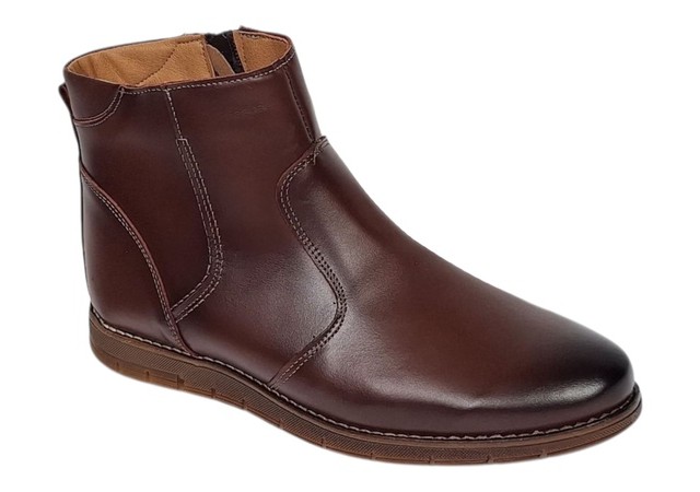 Ghete barbati casual din piele naturala maro cu fermoar imblanite GF1204YANIS