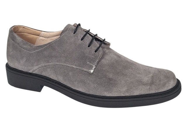 Pantofi barbati casual piele naturala intoarsa AREZO GRI VEL