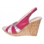Sandale dama din piele naturala cu platforme de 10cm Roz Floral BVS47IVR