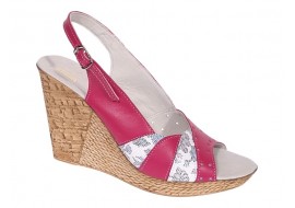 Sandale dama din piele naturala cu platforme de 10cm Roz Floral BVS47IVR
