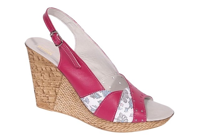 Sandale dama din piele naturala cu platforme de 10cm Roz Floral BVS47IVR
