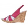 Sandale dama din piele naturala cu platforme de 10cm Roz Floral BVS47IVR