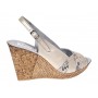 Sandale dama din piele naturala cu platforme de 10cm Crem Sidefat Floral BVS47CXF