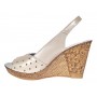 Sandale dama din piele naturala cu platforme de 10cm Crem Sidefat Floral BVS47CXF