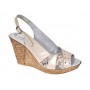 Sandale dama din piele naturala cu platforme de 10cm Crem Sidefat Floral BVS47CXF