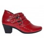 Botine dama rosii din piele naturala Croco cu toc de 5 cm BVS63CRR