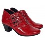 Botine dama rosii din piele naturala Croco cu toc de 5 cm BVS63CRR