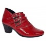 Botine dama rosii din piele naturala Croco cu toc de 5 cm BVS63CRR
