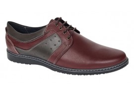 Pantofi barbati casual din piele naturala Visiniu Gri GK1VG