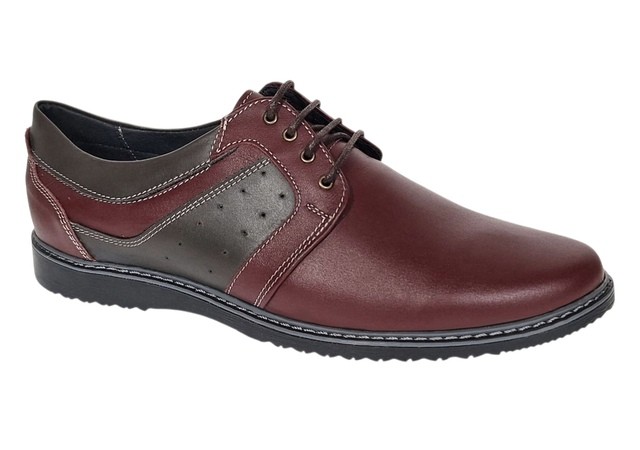 Pantofi barbati casual din piele naturala Visiniu Gri GK1VG