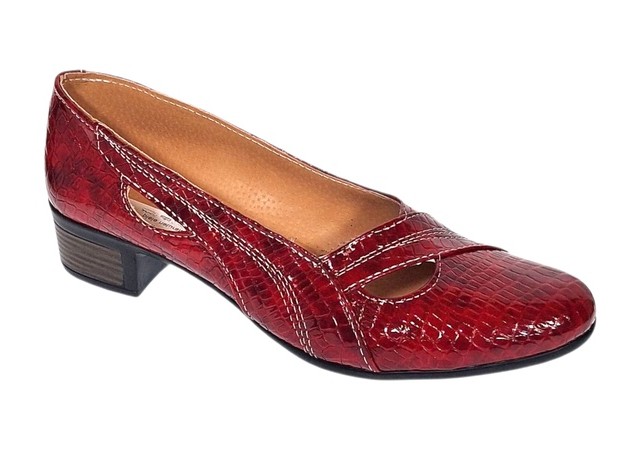 Pantofi dama din piele naturala Rosu Croco Lac - MVSP1RCR