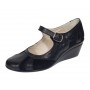 Pantofi dama negri din piele naturala, tip Mary Jane cu platforma wedge si bareta – eleganti si foarte comozi P13NN