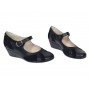 Pantofi dama negri din piele naturala, tip Mary Jane cu platforma wedge si bareta – eleganti si foarte comozi P13NN