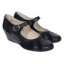 Pantofi dama negri din piele naturala, tip Mary Jane cu platforma wedge si bareta – eleganti si foarte comozi P13NN
