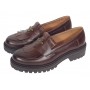 pantofi dama maro cognac piele naturala talpa groasa accesoriu albina