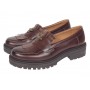 pantofi dama maro cognac piele naturala talpa groasa accesoriu albina