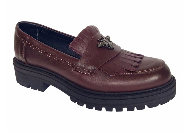 pantofi dama bordeaux piele naturala talpa groasa accesoriu albina