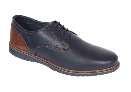 Pantofi barbati casual din piele naturala bleumarin - maro RSY470BL