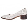 Pantofi damă casual eleganți albi din piele naturală, cu perforații și toc comod