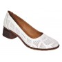 Pantofi damă casual eleganți albi din piele naturală, cu perforații și toc comod
