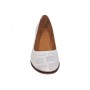 Pantofi damă casual eleganți albi din piele naturală, cu perforații și toc comod