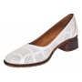 Pantofi damă casual eleganți albi din piele naturală, cu perforații și toc comod