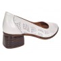 Pantofi damă casual eleganți albi din piele naturală, cu perforații și toc comod