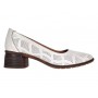 Pantofi damă casual eleganți albi din piele naturală, cu perforații și toc comod
