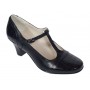 Pantofi dama eleganti din piele naturala cu bareta si varf lac - LP50N