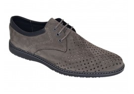 Pantofi barbati perforati din piele naturala - Sport Casual Gri 128GRI